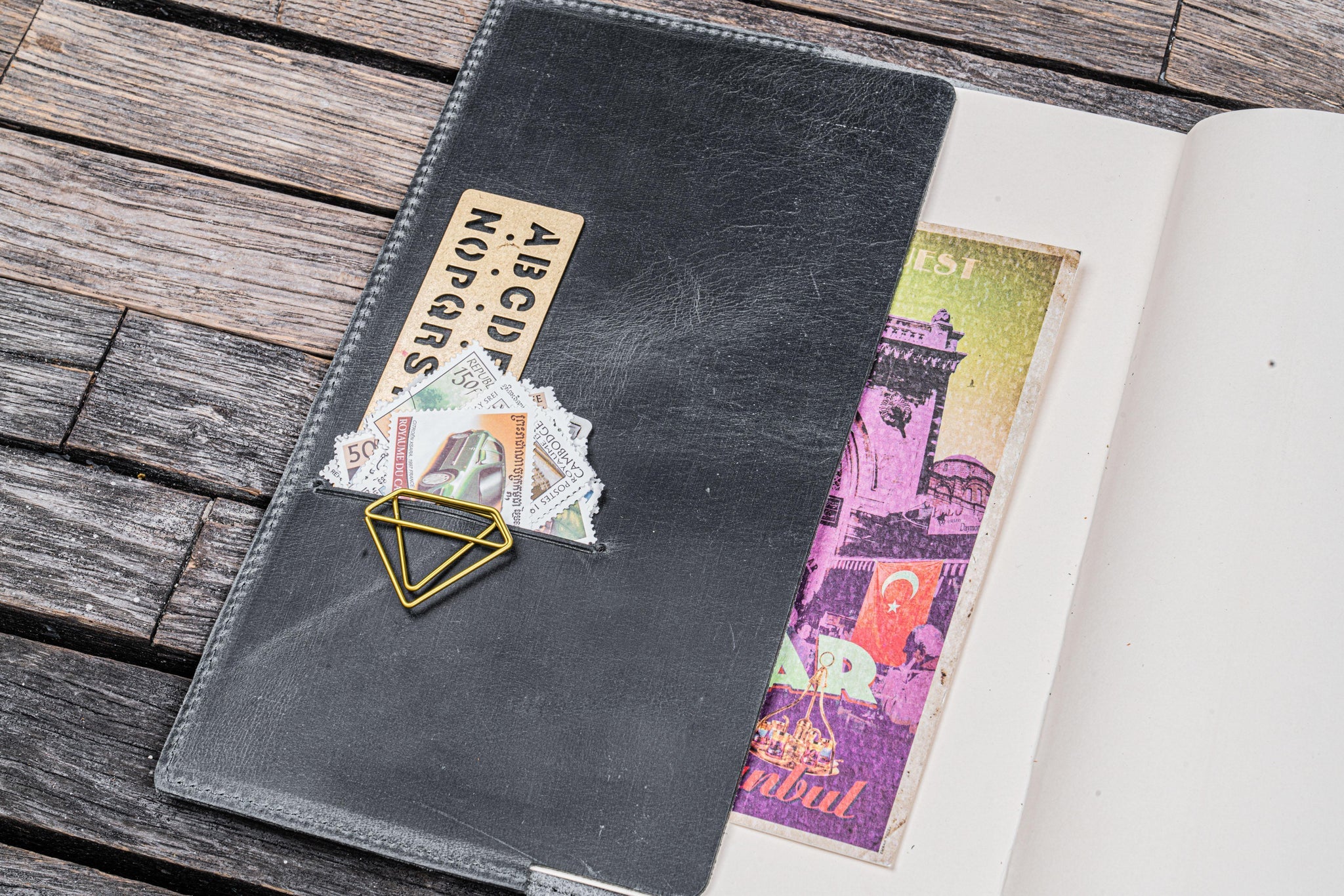 Leather Slim A5 Notebook / Planner Cover - Crazy Horse Smoky