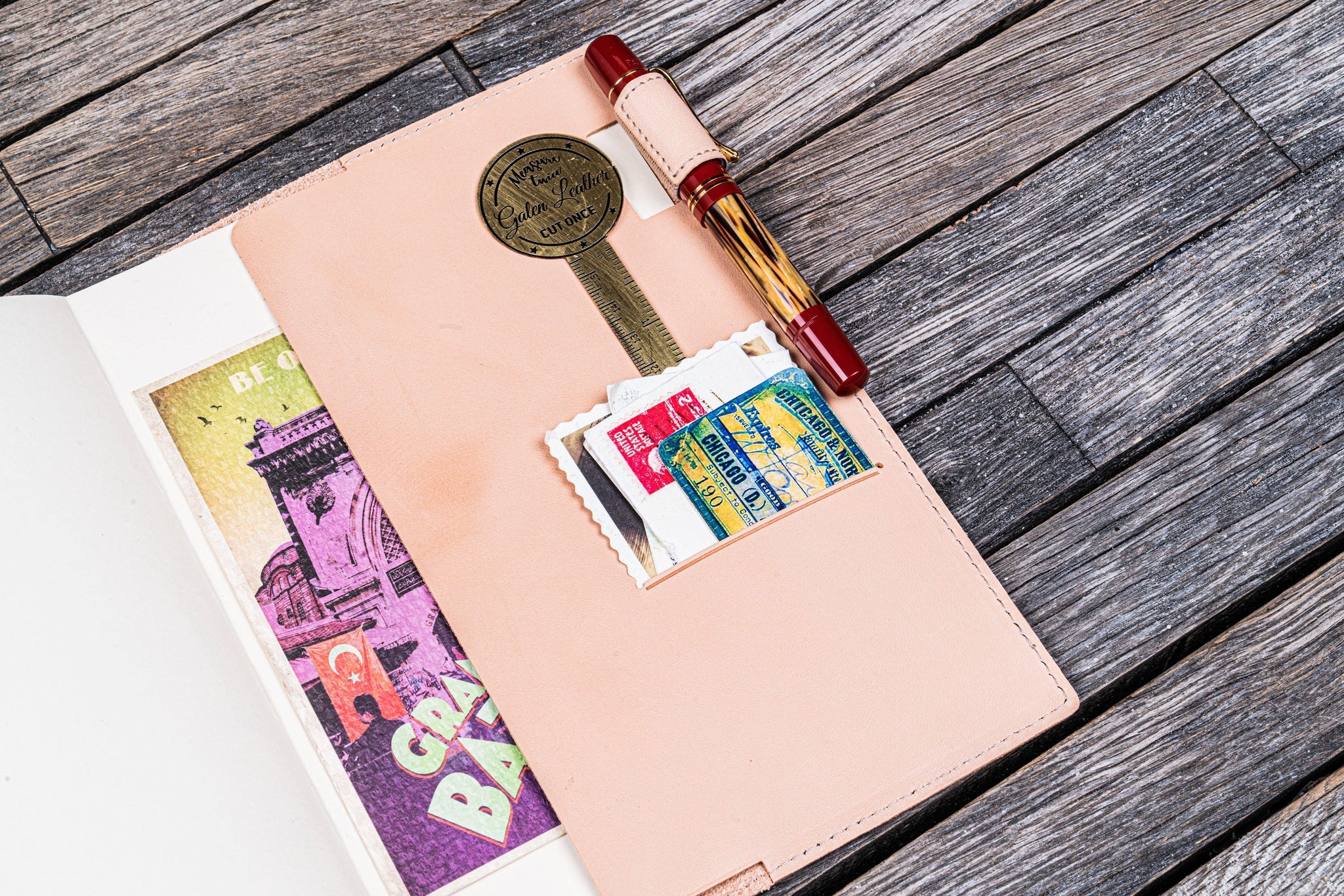 Leather Slim A5 Notebook / Planner Cover - Undyed Leather