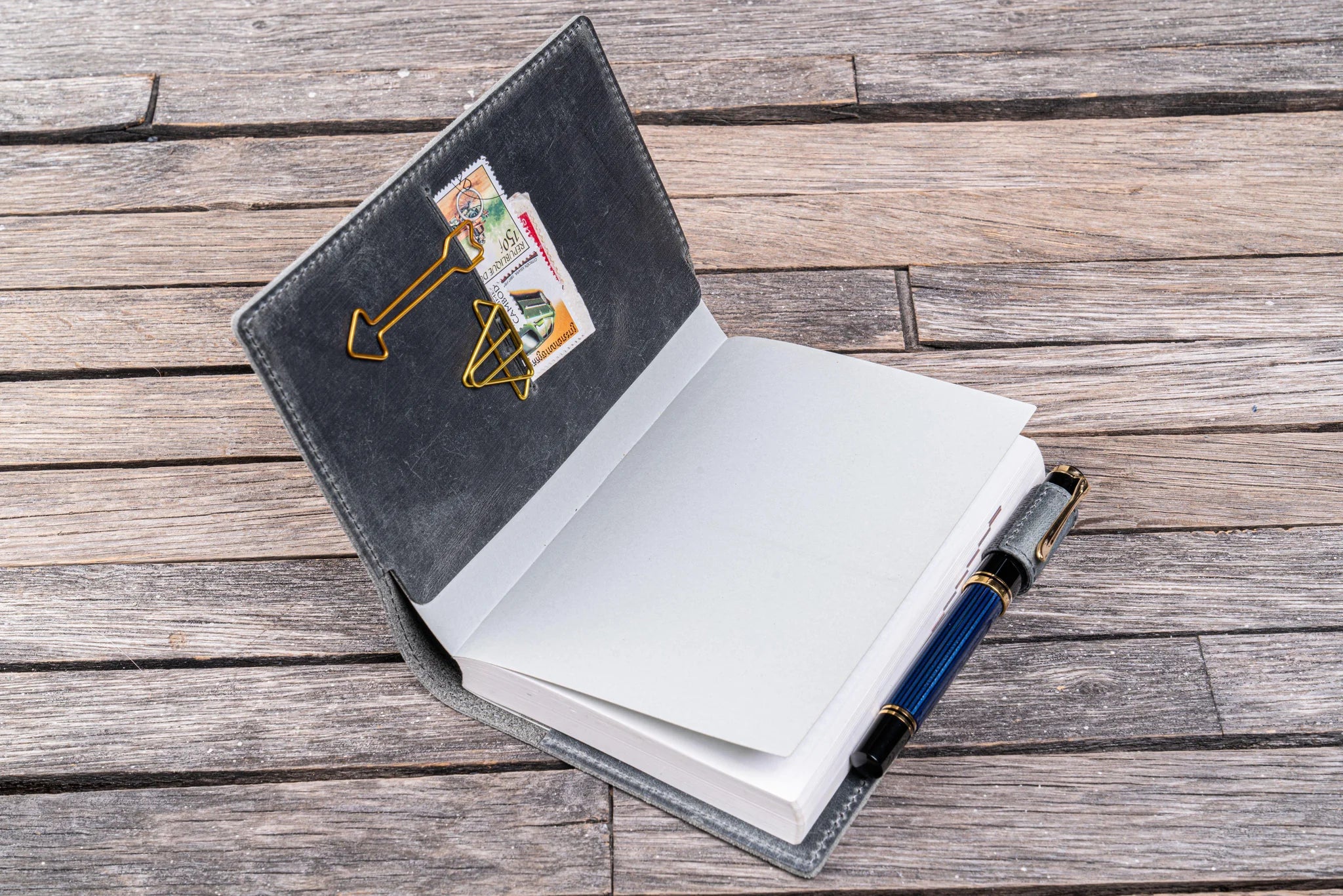 Leather Slim A6 Notebook / Planner Cover - Crazy Horse Smoky