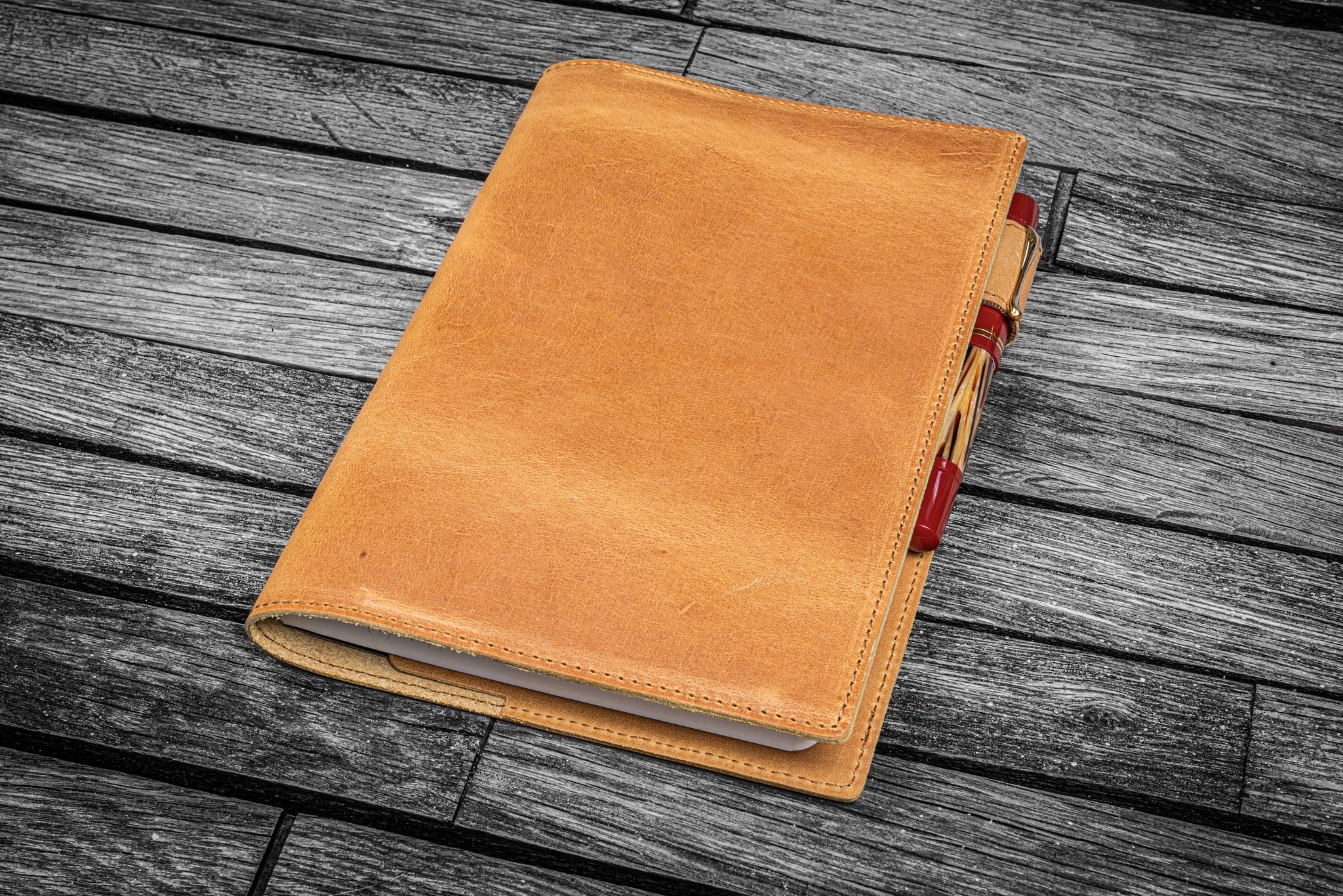 Leather Slim B6 Notebook / Planner Cover - Crazy Horse Honey Ochre