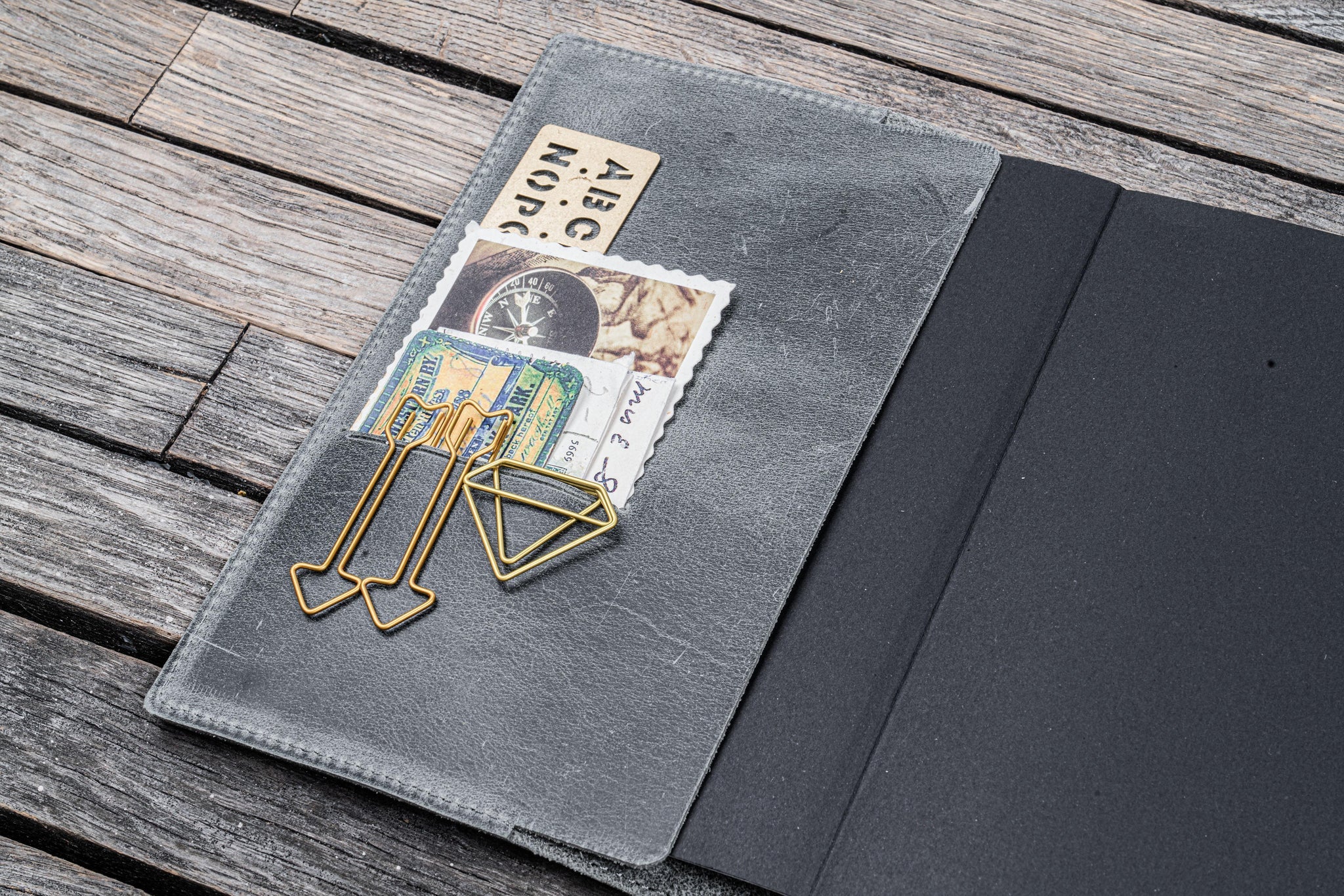 Leather Slim B6 Notebook / Planner Cover - Crazy Horse Smoky
