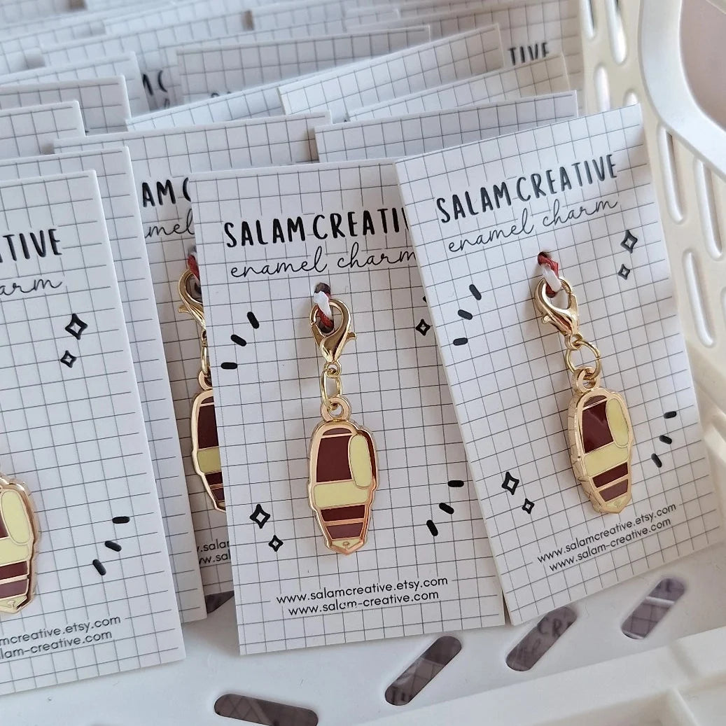 Fountain Pen Charm - Red and gold