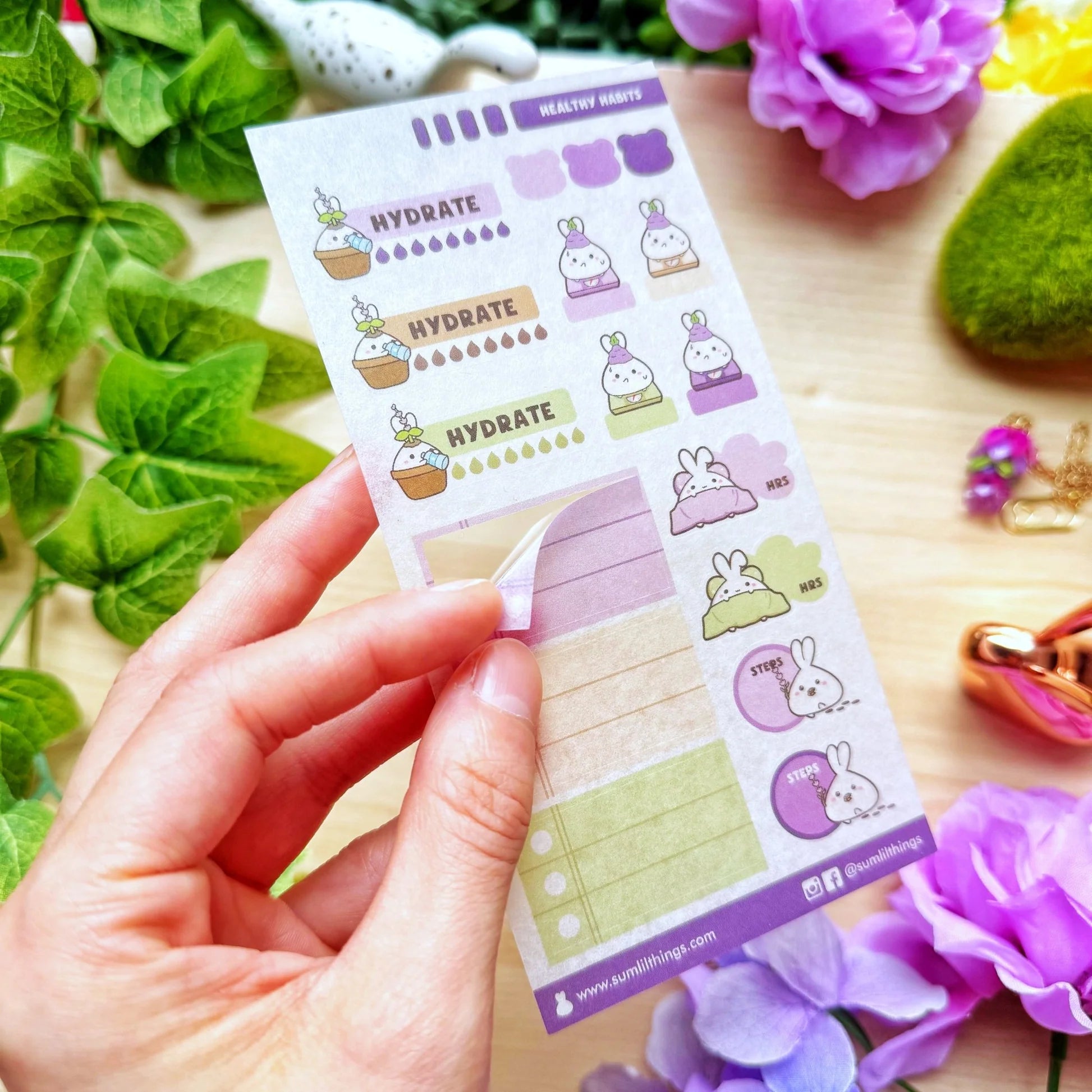 Washi Sticker - Healthy Habits (Lavender)