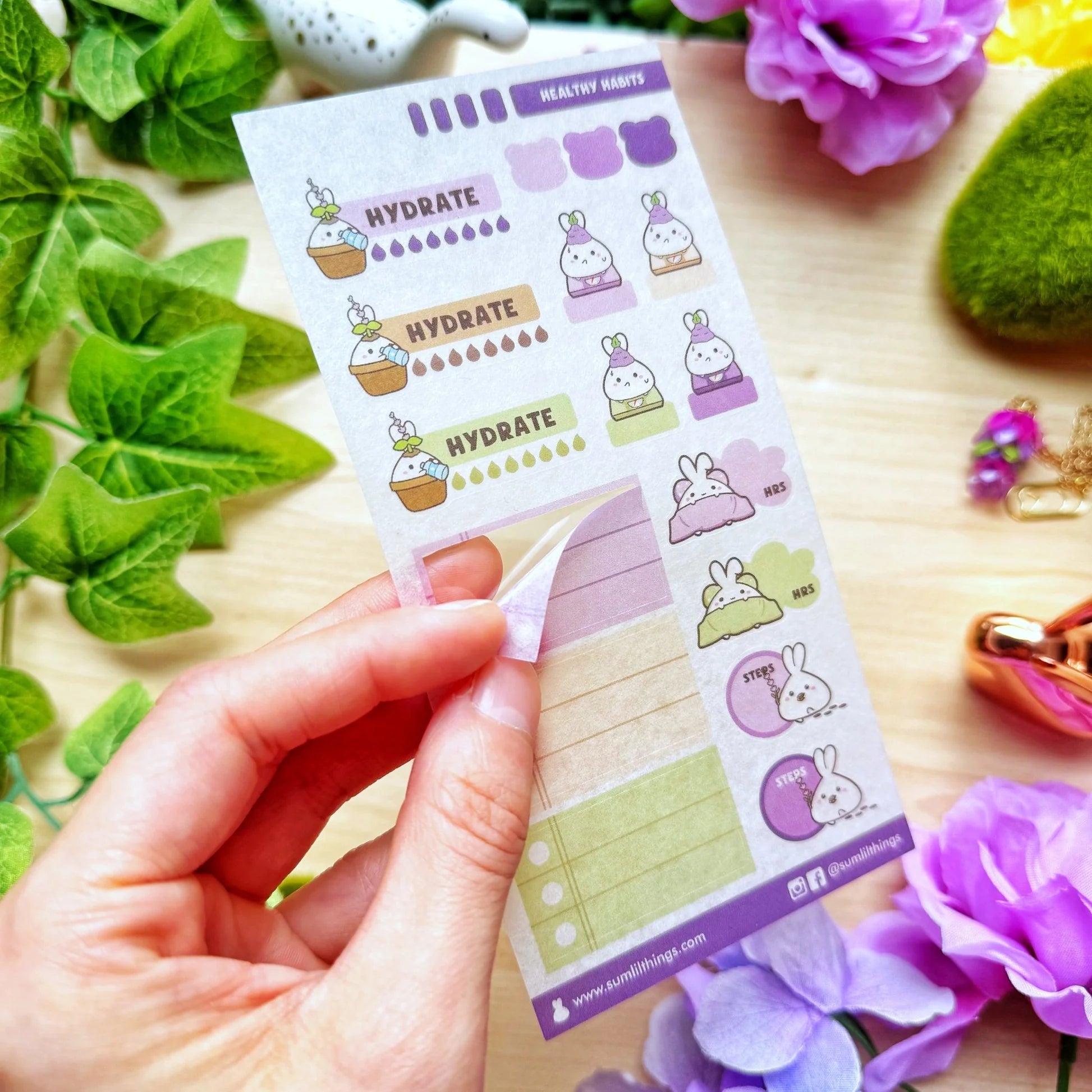 Washi Sticker - Healthy Habits (Lavender)