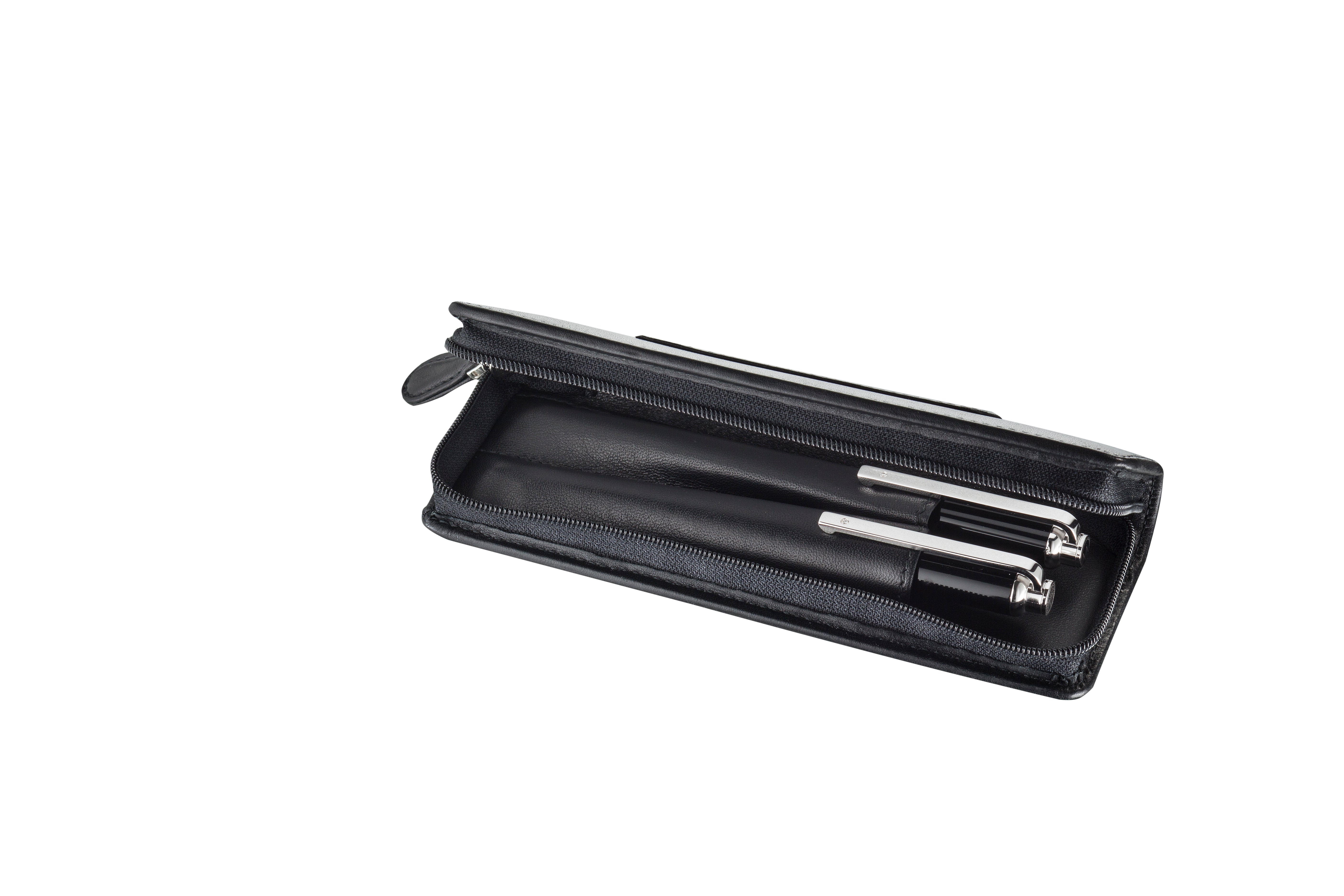 2 Pen Leather Pen Pouch (Zippered)