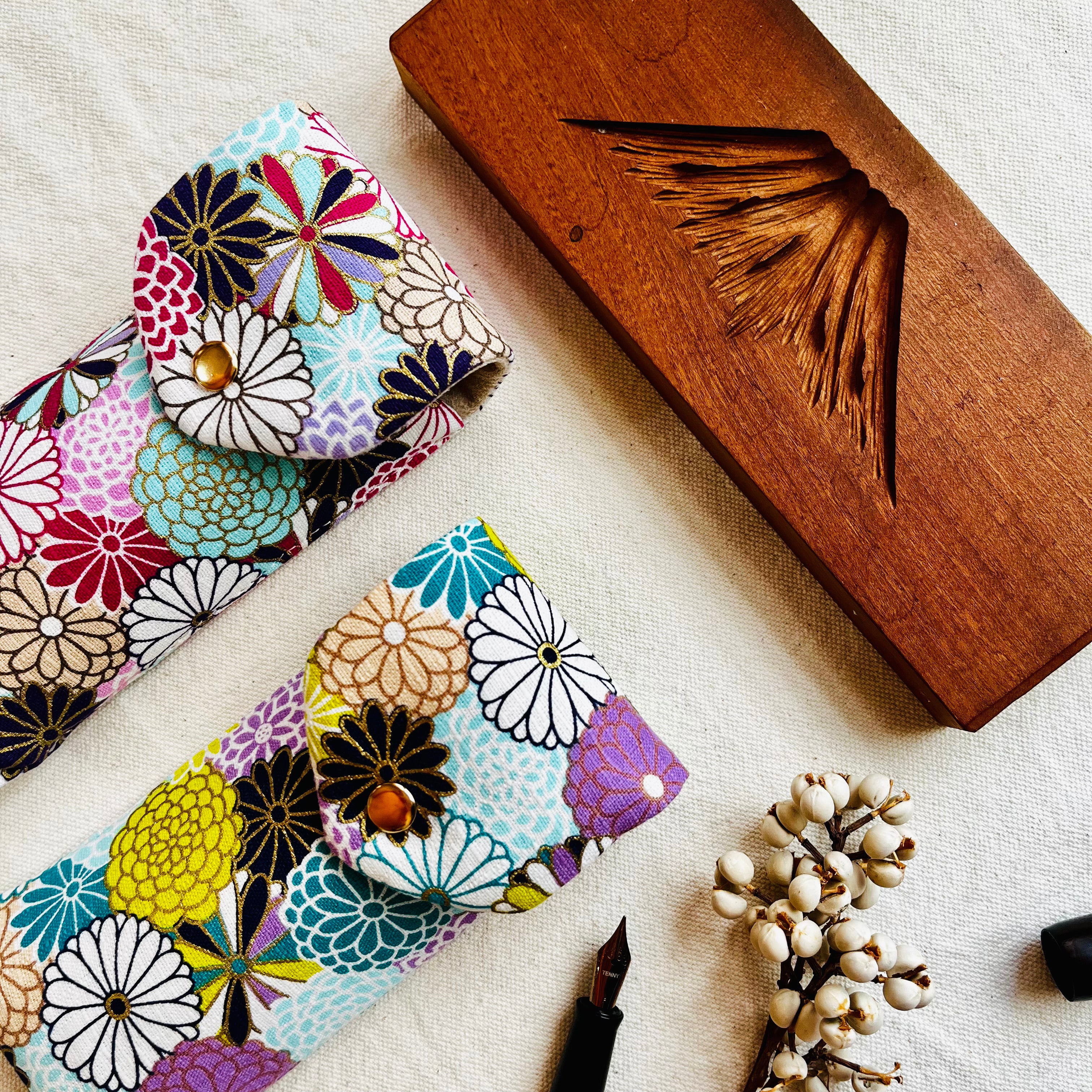 Cotton Print Japan Fabric 2 Pen Pencase