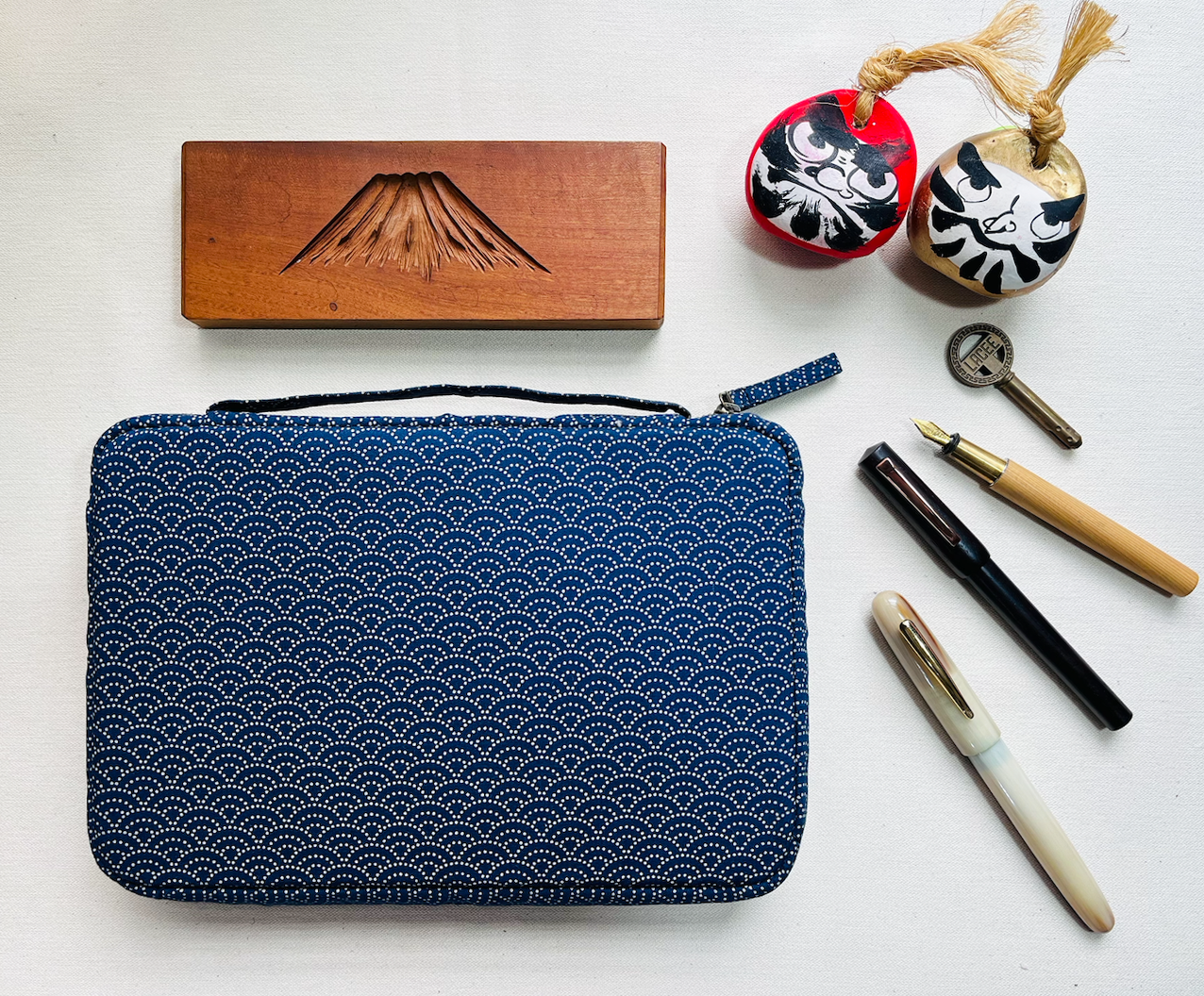 Seigaiha Cotton Zippered 20 Pen Case