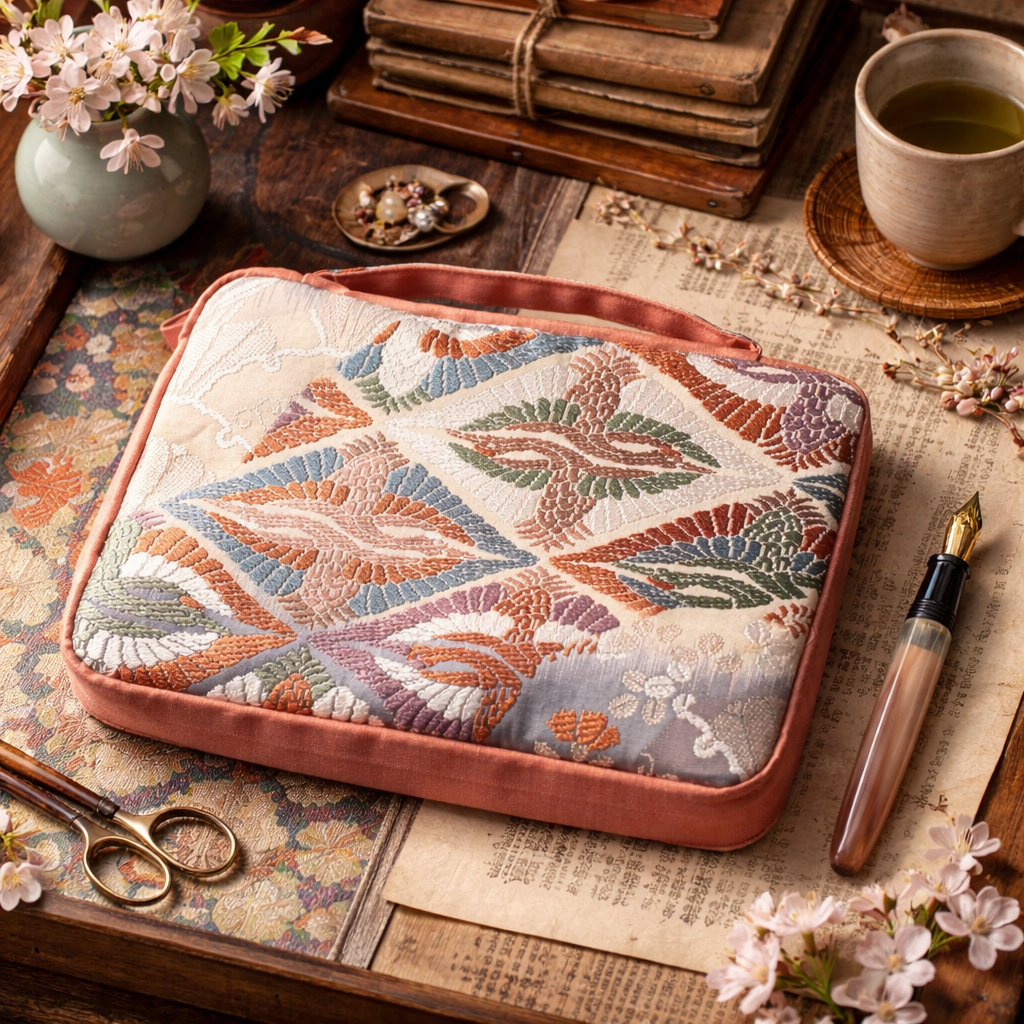 Kimono Obi Fabric 20 Pen Case (Diamond Feather) (Limited Edition)