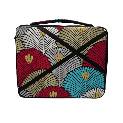 Kimono Fabric Zippered 9 Slots Pen Case for Larger Pens (Black)