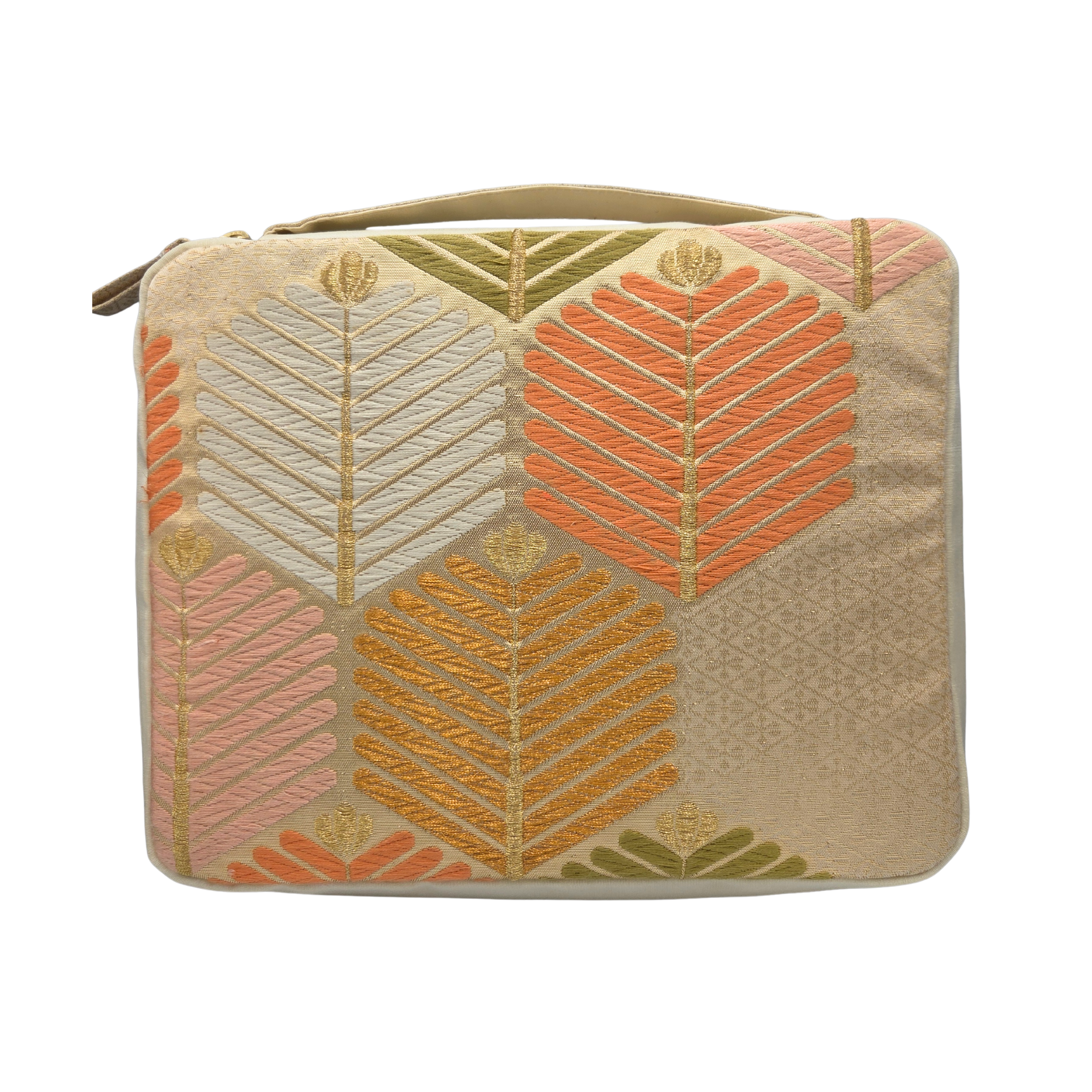 Kimono Fabric Zippered 9 Slots Pen Case for Larger Pens (Beige)