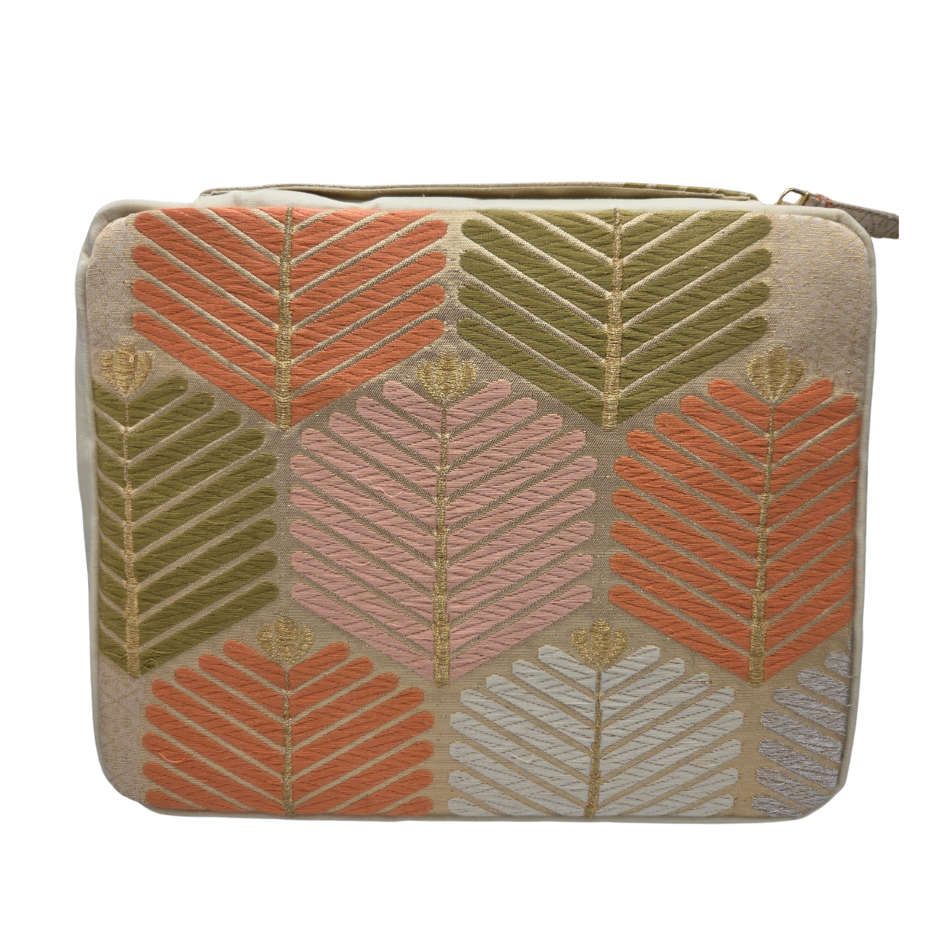 Kimono Fabric Zippered 9 Slots Pen Case for Larger Pens (Beige)