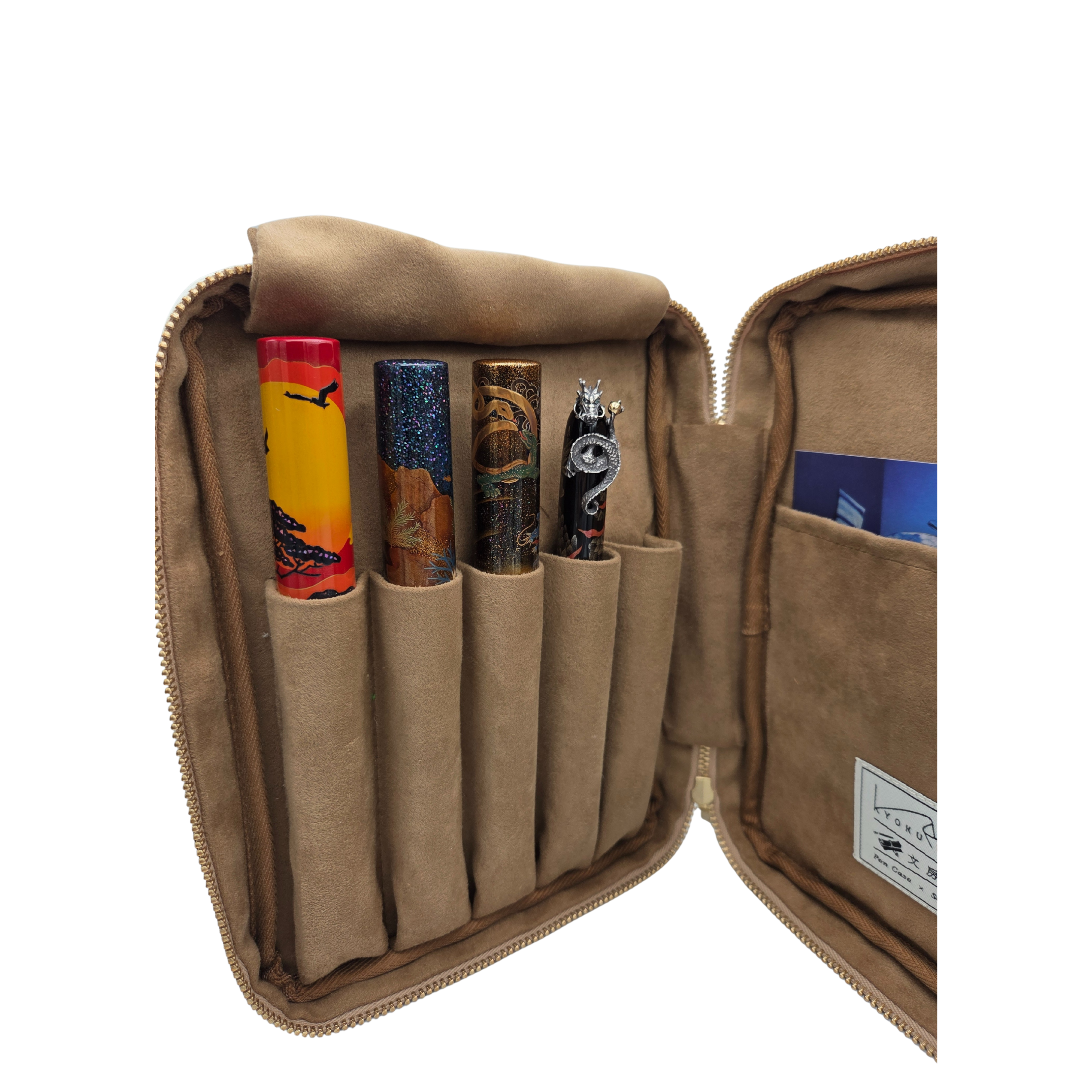 Kimono Fabric 5 Slots Pen Case for Larger Pens (Black)