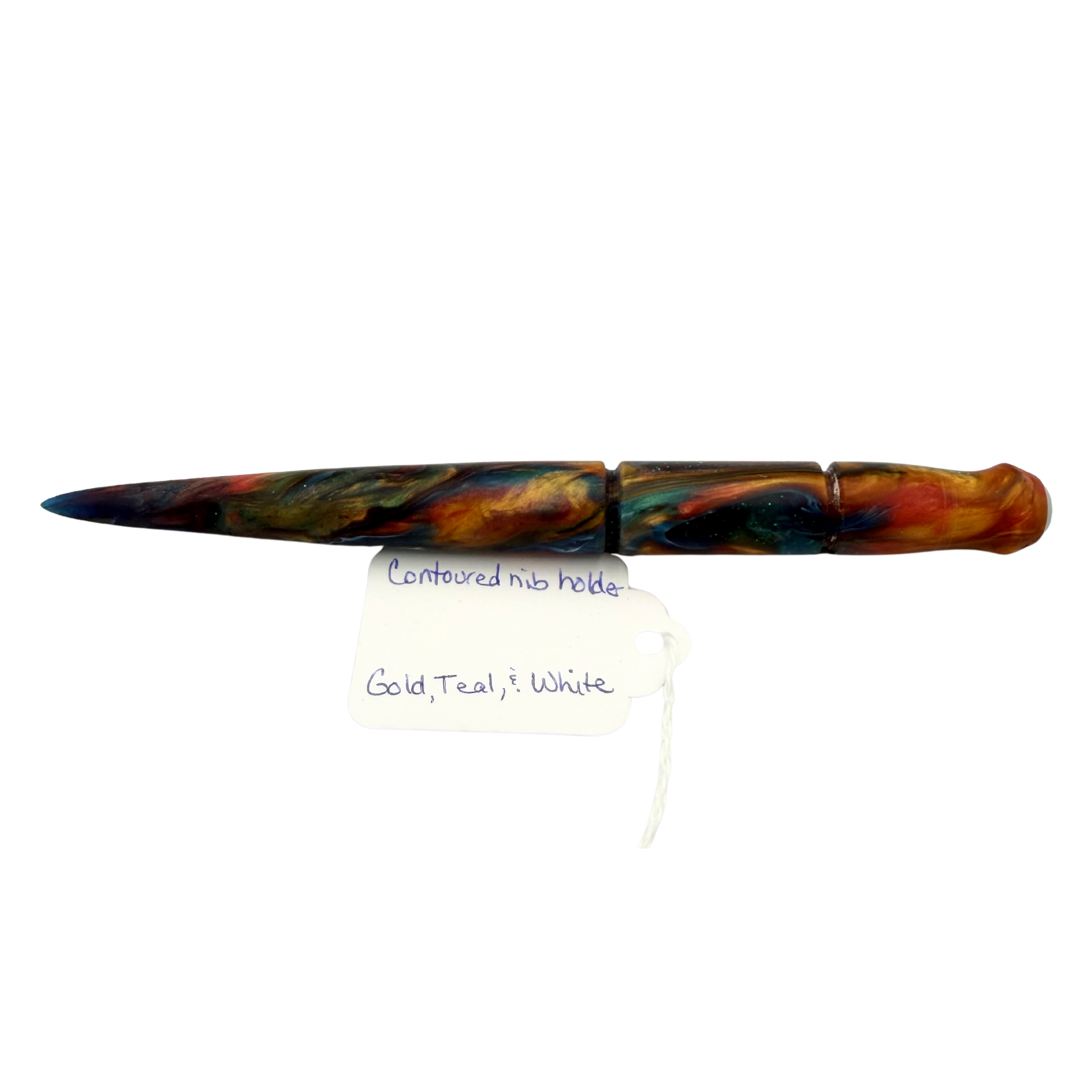 Contoured Nib Holder - Gold, Teal & White