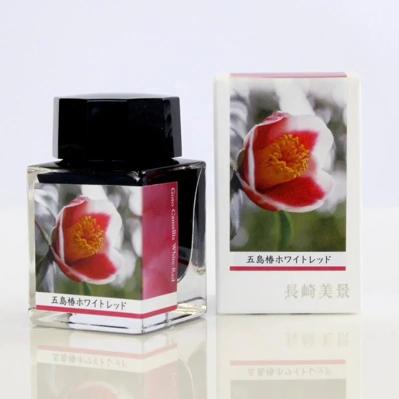 Nagasaki Bikei Ink Goto Camellia White-Red