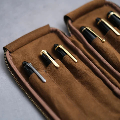 6-Slot Zip Pen Case (Tochigi Leather)