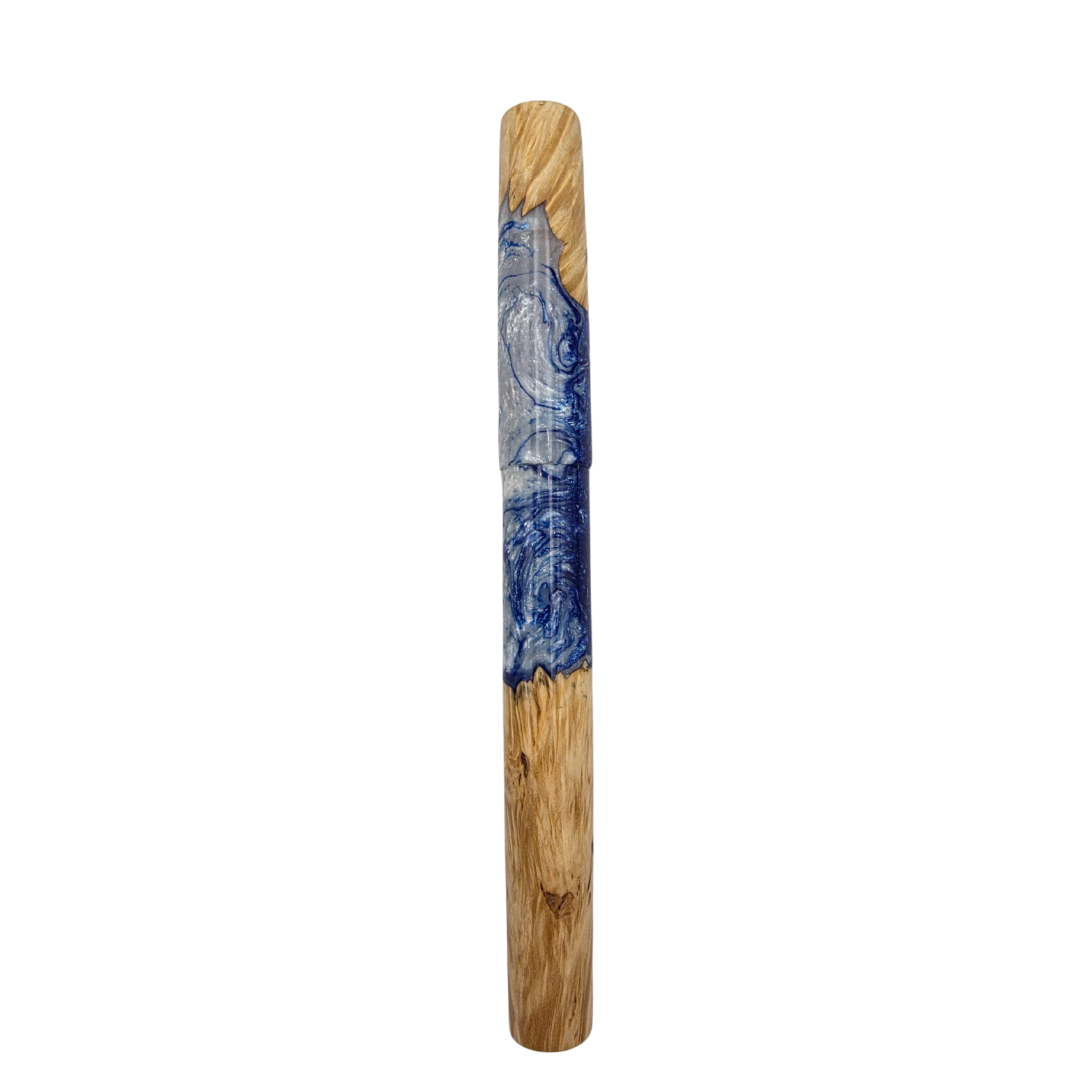 Blue/White in Box Elder Burl Wood