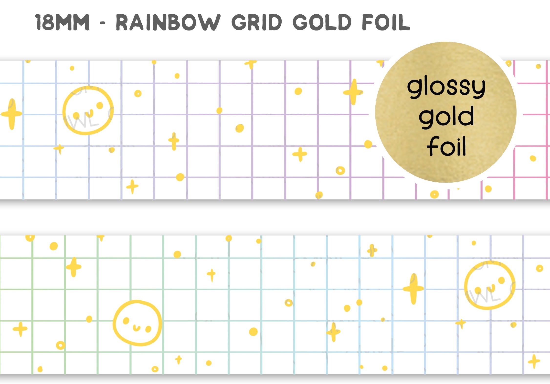 Rainbow Grid Gold Foil (18mm)
