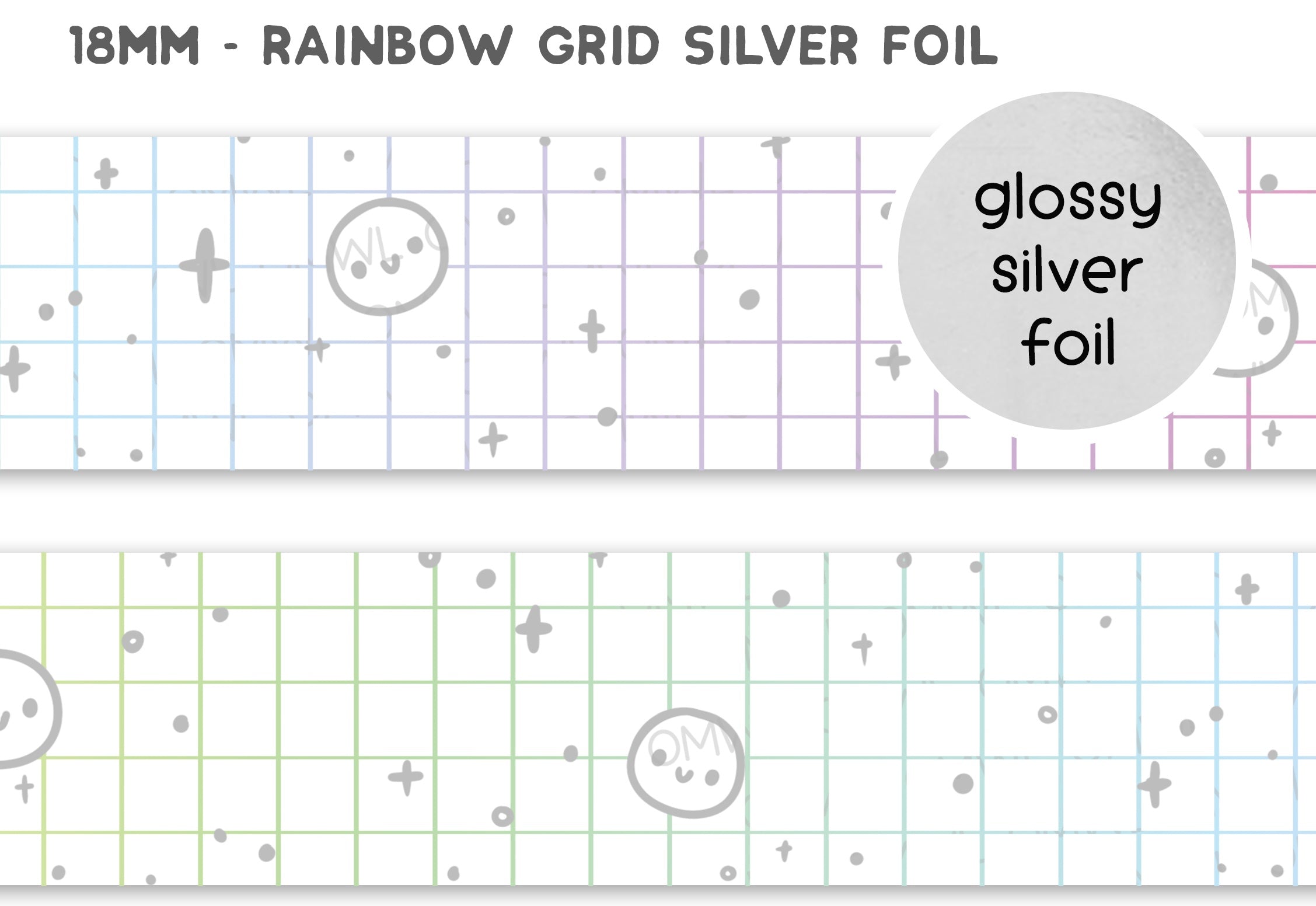 Rainbow Grid Silver Foil (18mm)