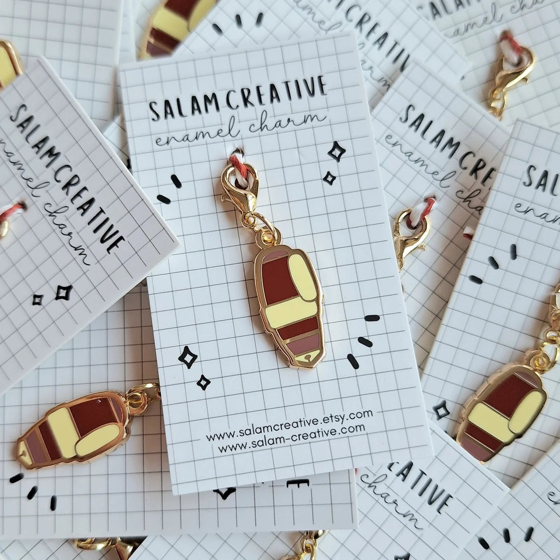 Fountain Pen Charm - Red and gold