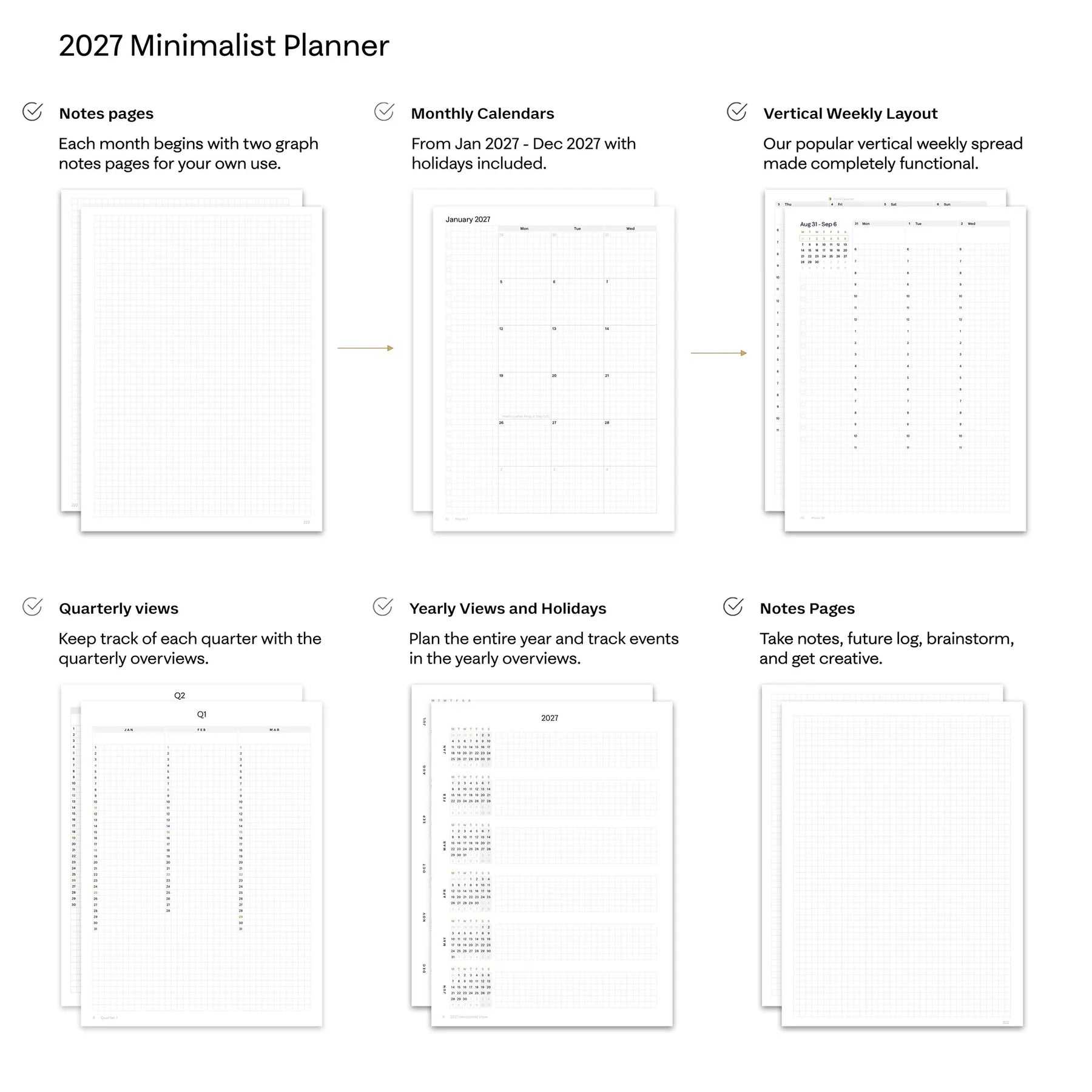 2027 A5 Minimalist Vertical Planner (Ships August 2026)
