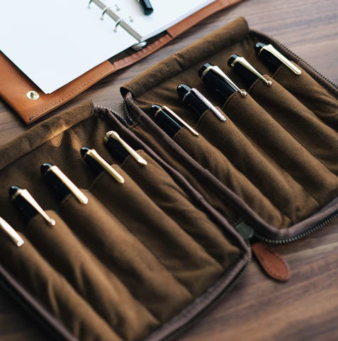 10-Slot Zip Pen Case (Tochigi Leather)