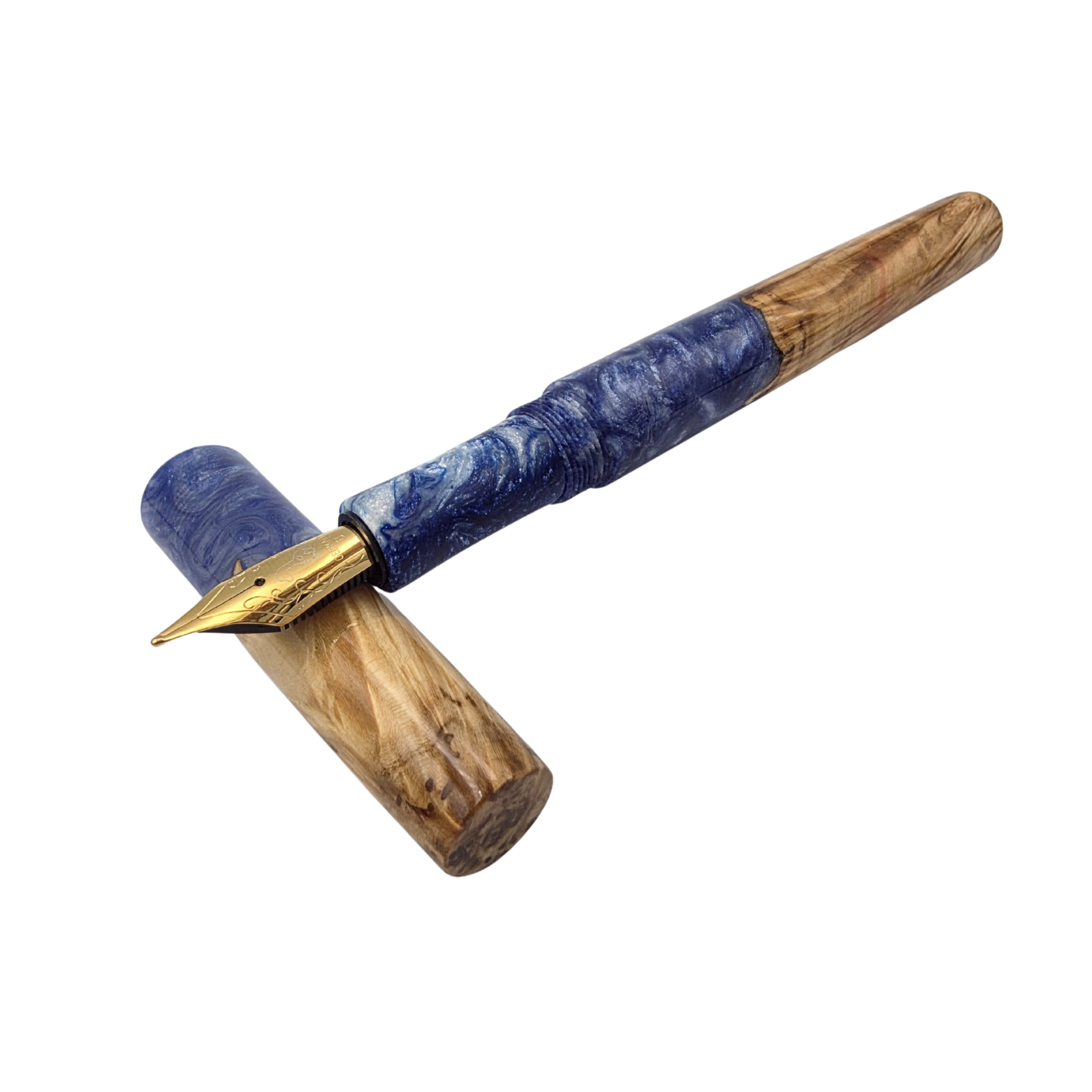 Blue White Flame Box Elder Burl Wood V2