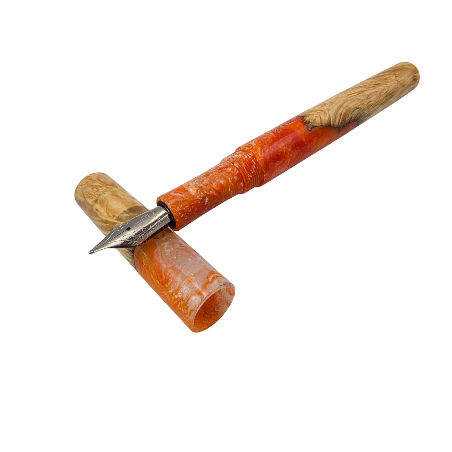 Orange/White in Box Elder Burl Wood