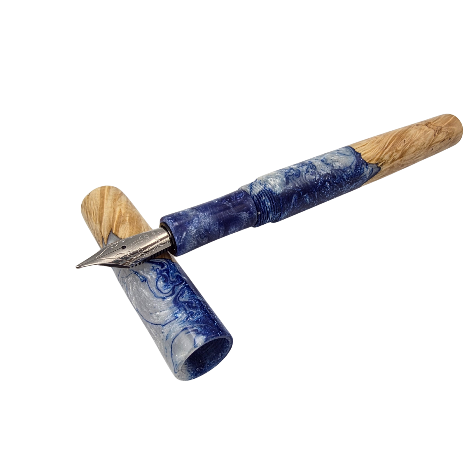 Blue/White in Box Elder Burl Wood