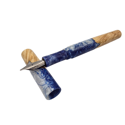 Blue/White in Box Elder Burl Wood