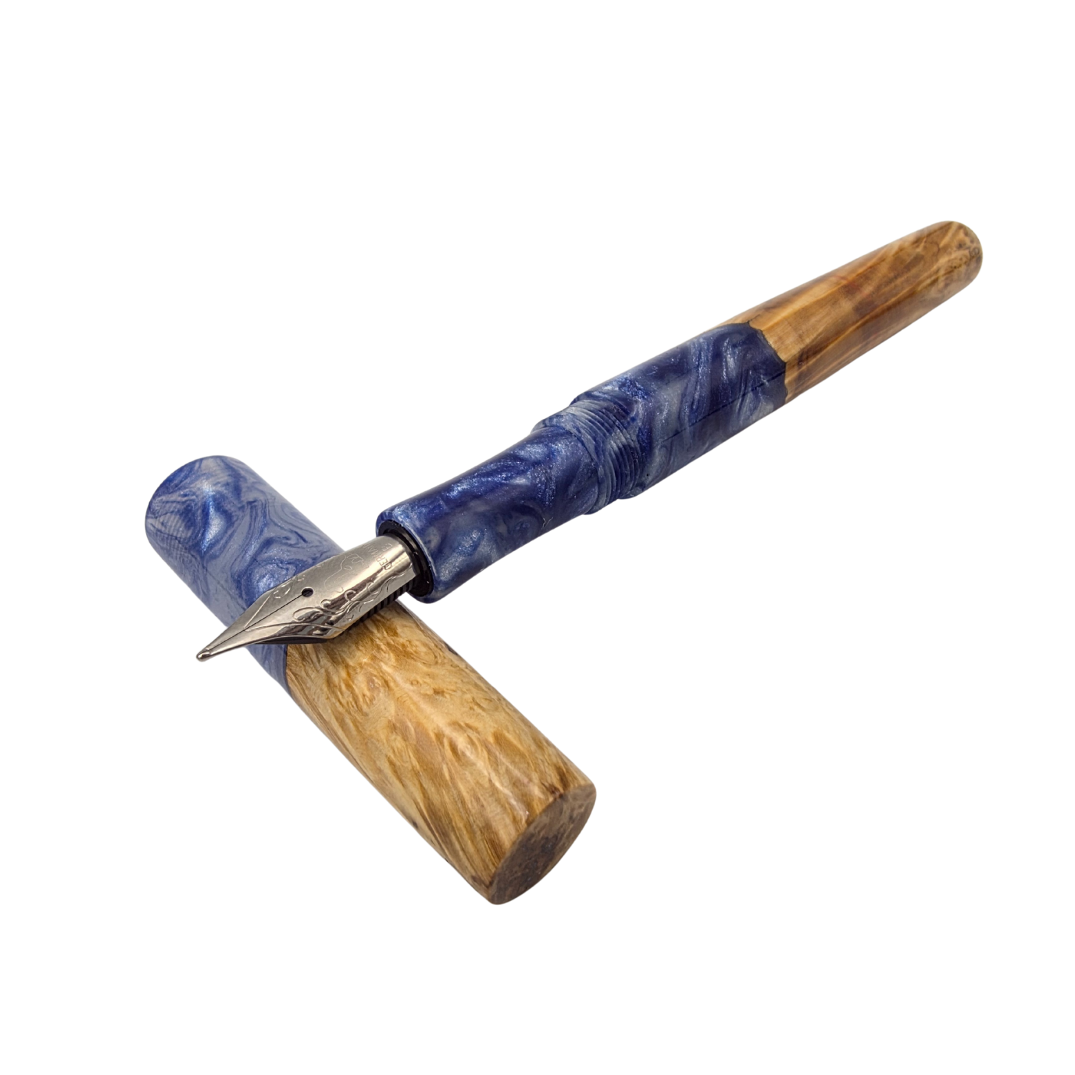 Blue White Flame Box Elder Burl Wood V1
