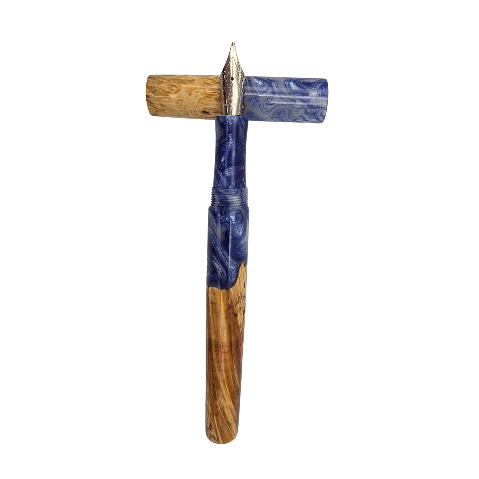 Blue White Flame Box Elder Burl Wood V1