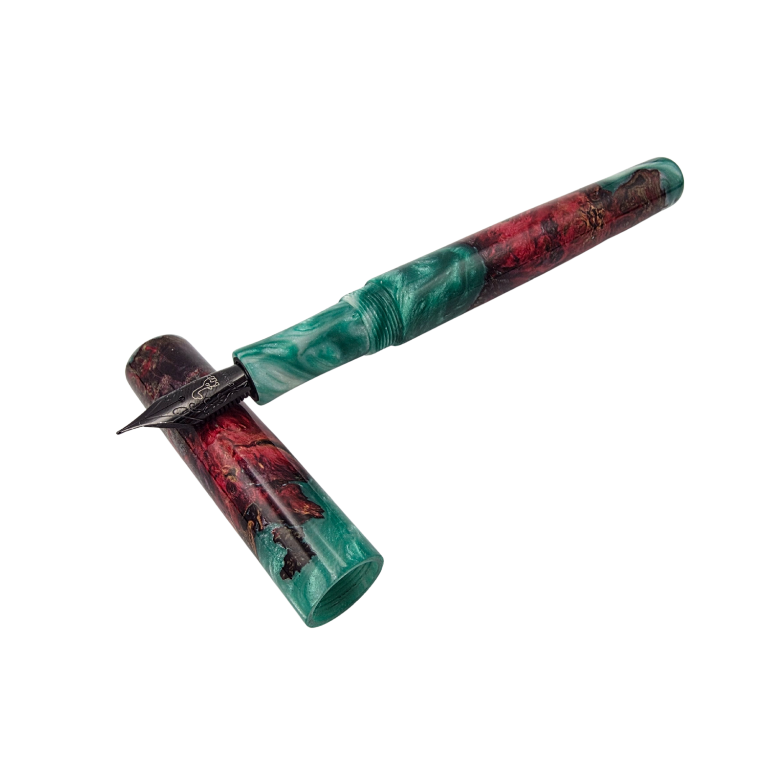 Red/Green Dyed Box Elder Burl Wood