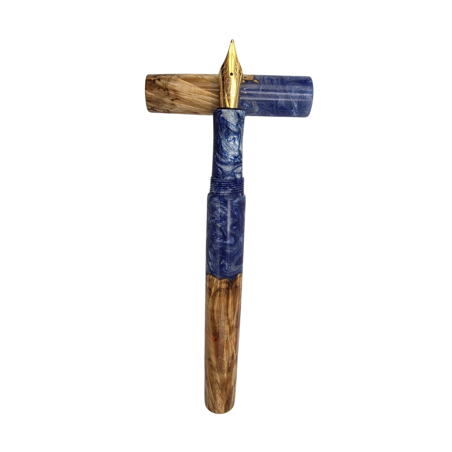 Blue White Flame Box Elder Burl Wood V2