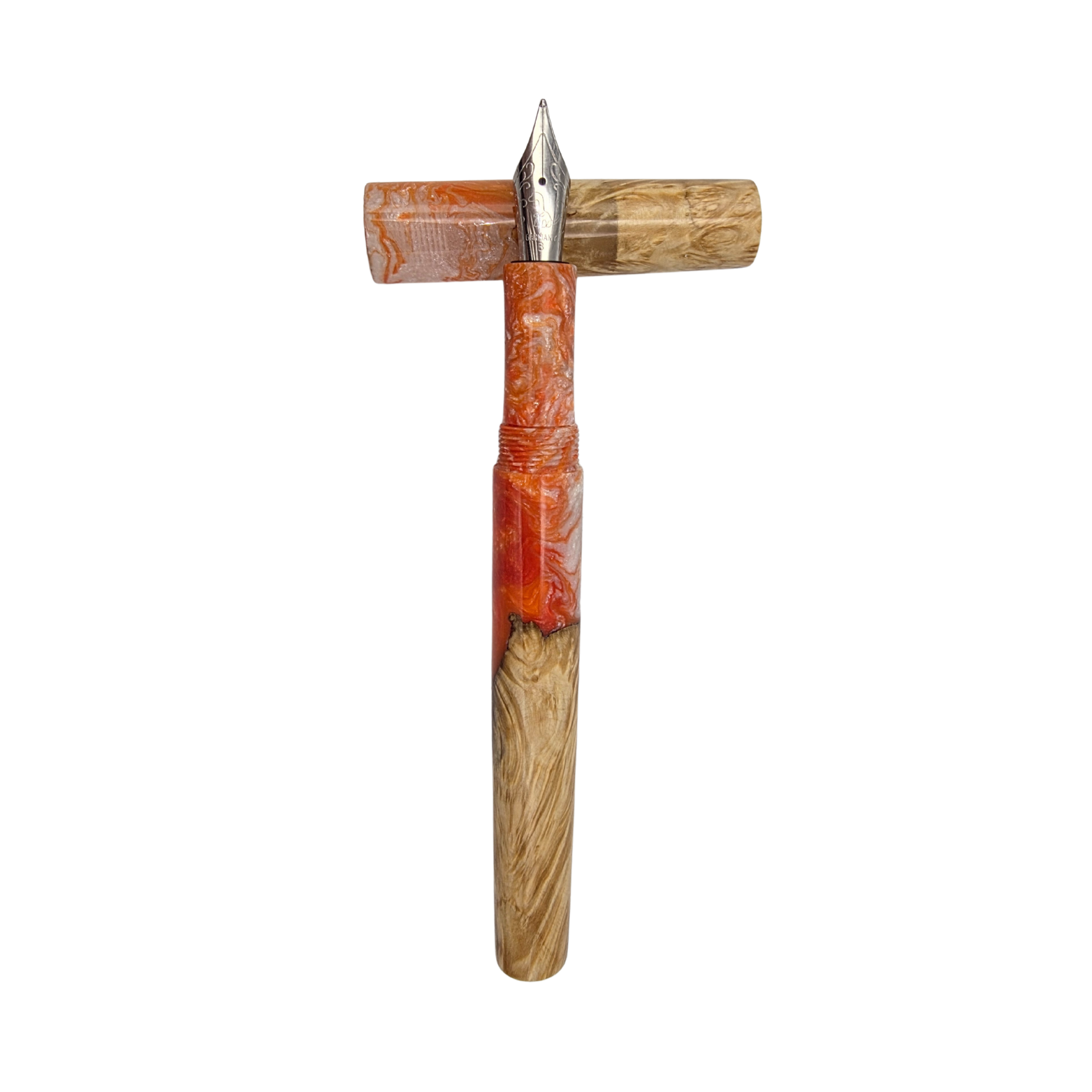 Orange/White in Box Elder Burl Wood