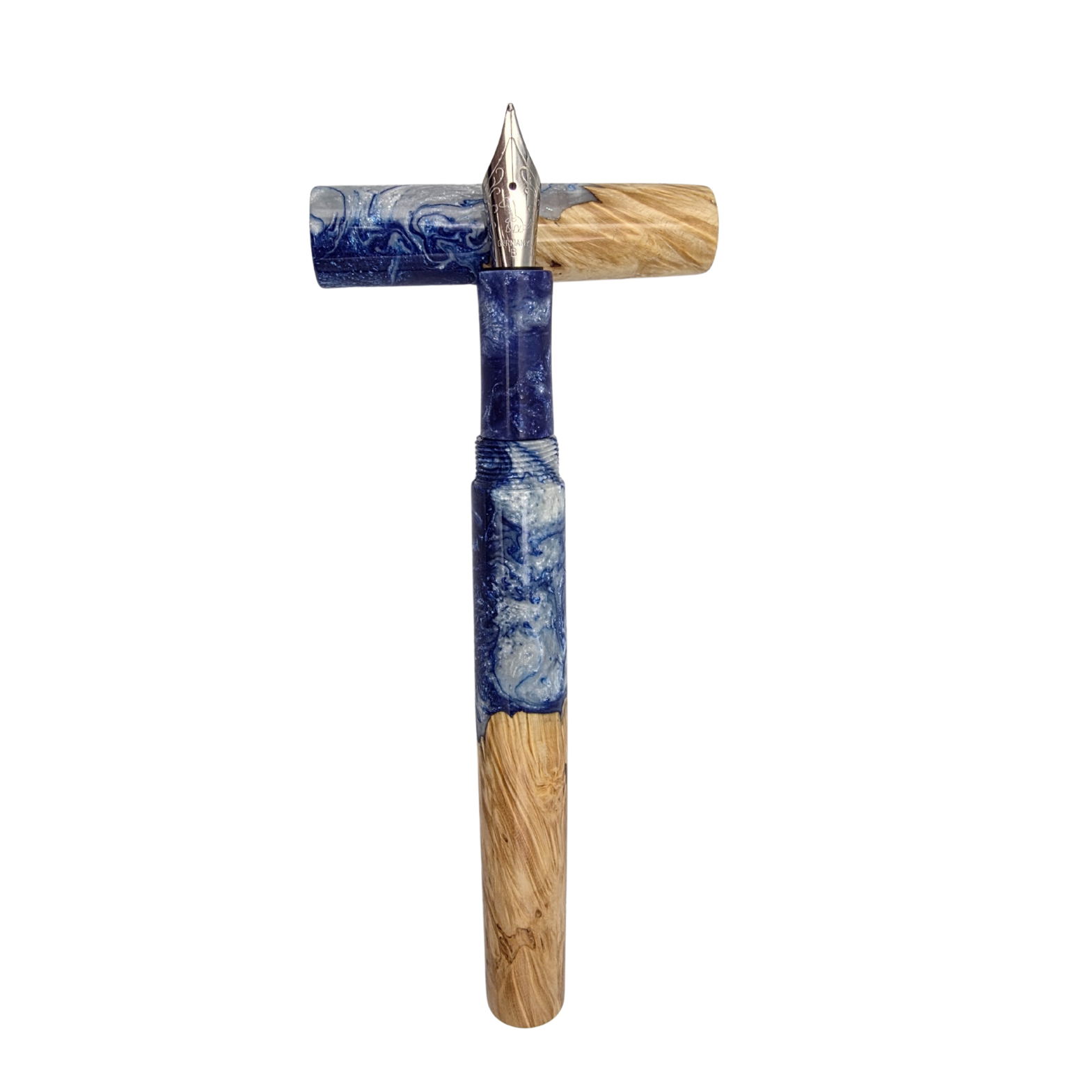 Blue/White in Box Elder Burl Wood