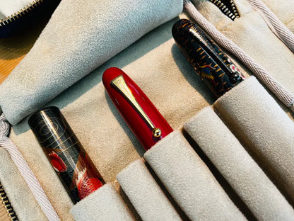 Kimono Fabric Zippered 5 Slots Pen Case for Larger Pens