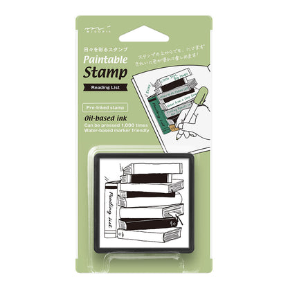 Paintable stamp Pre-inked Reading List