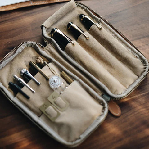 3-Slot Zip Pen Case (Tochigi Leather)