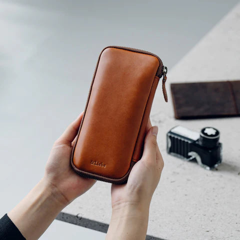 3-Slot Zip Pen Case (Tochigi Leather)