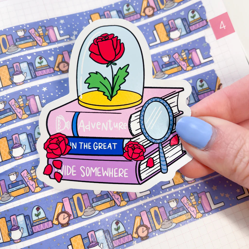 Belle's Adventure Book Stack Vinyl Die Cut Sticker