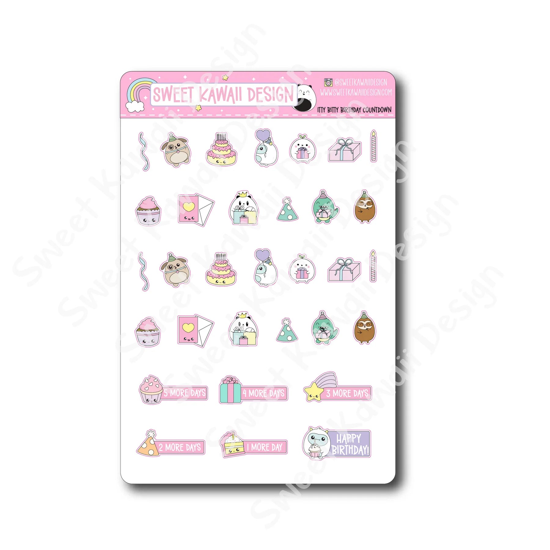 Kawaii Birthday Countdown Stickers
