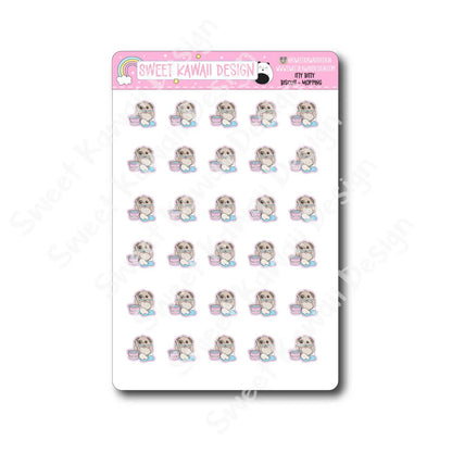 Kawaii Biscuit Stickers - Mopping