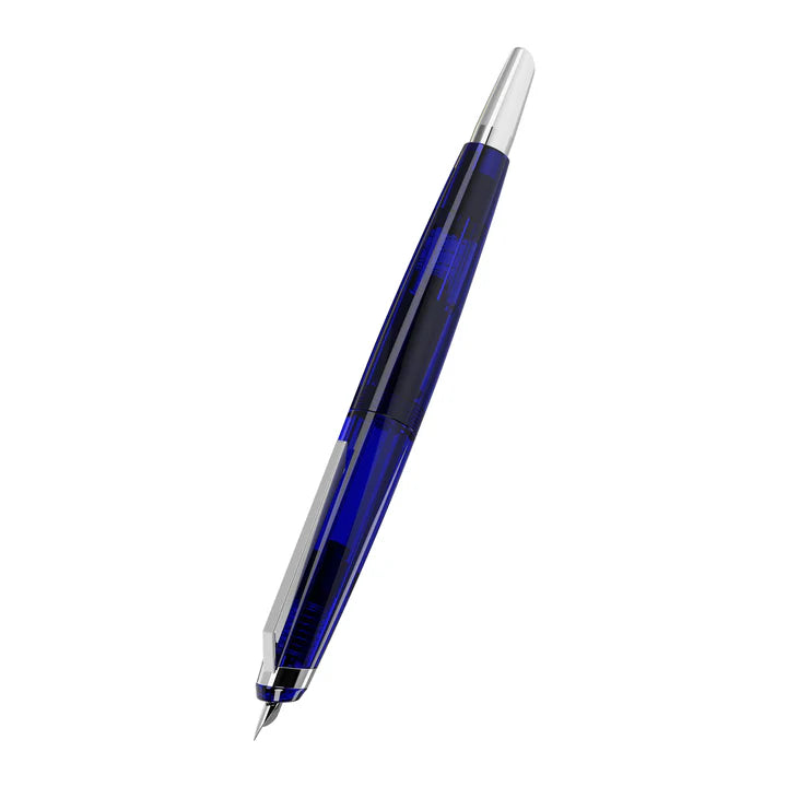 Phantom Retractable Fountain Pen - Nebula Blue Chrome