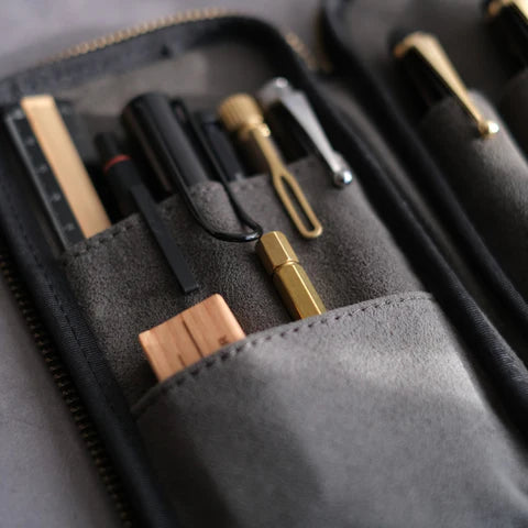 3-Slot Zip Pen Case (Tochigi Leather)