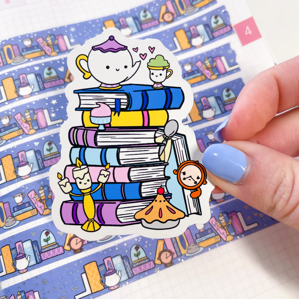 Chip + Friends Book Stack Vinyl Die Cut Sticker