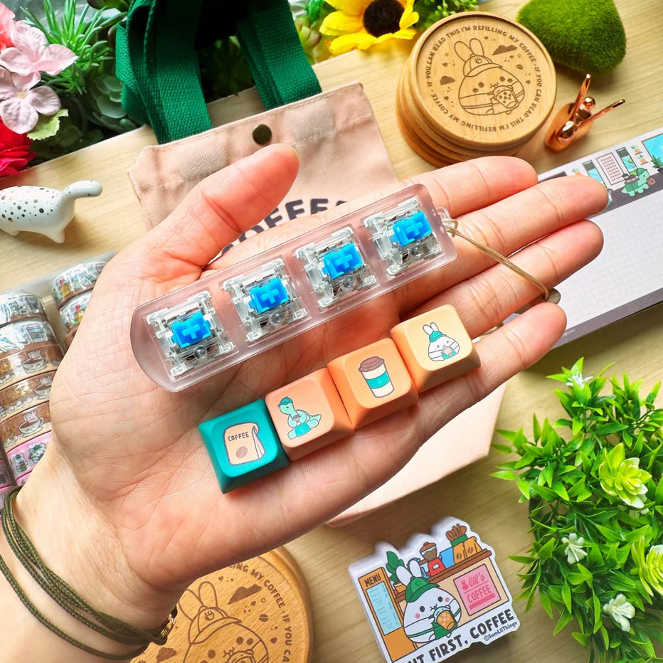 Coffee Shop Keyboard Fidget Keychain