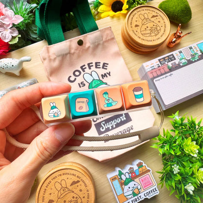 Coffee Shop Keyboard Fidget Keychain