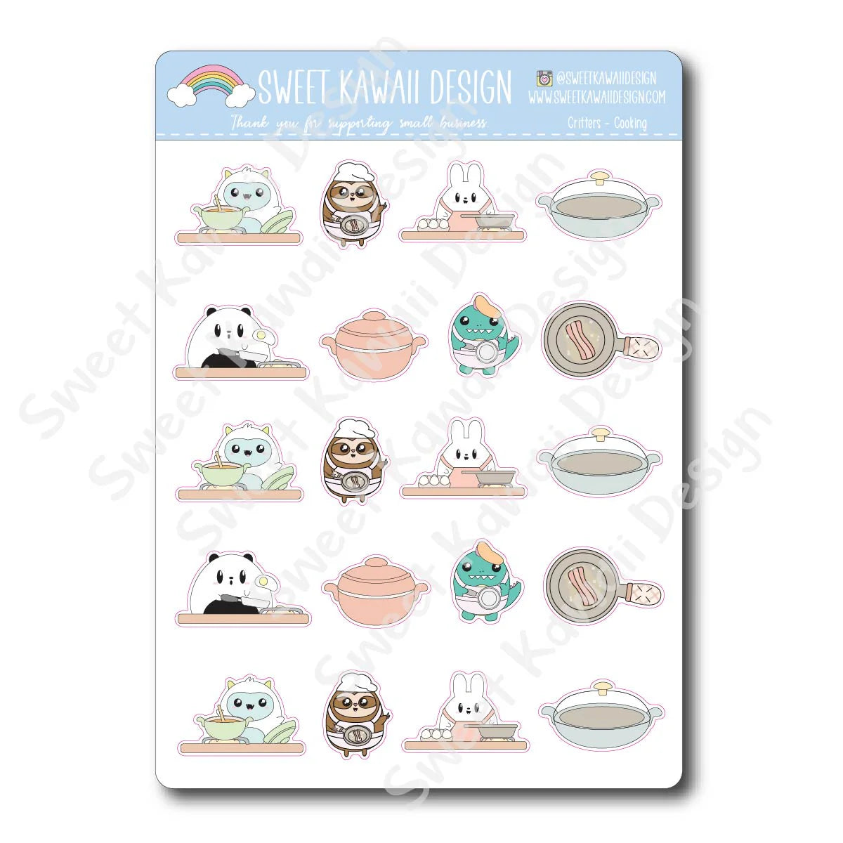 Kawaii Critters Stickers - Cooking
