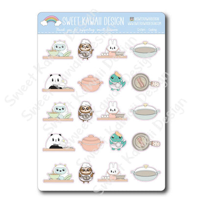 Kawaii Critters Stickers - Cooking