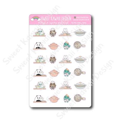 Kawaii Critters Stickers - Cooking